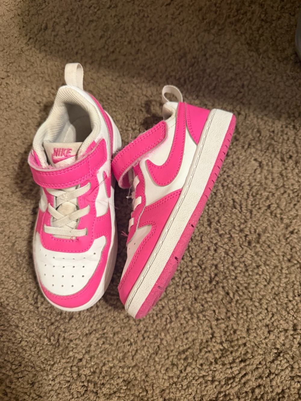 Nike Kids White and Hot Pink Velcro Sneakers - Picture 2 of 2